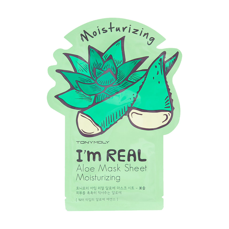 Тканинна маска для обличчя Tony Moly Im Real Aloe зволожувальна з екстрактом алое, 21 г