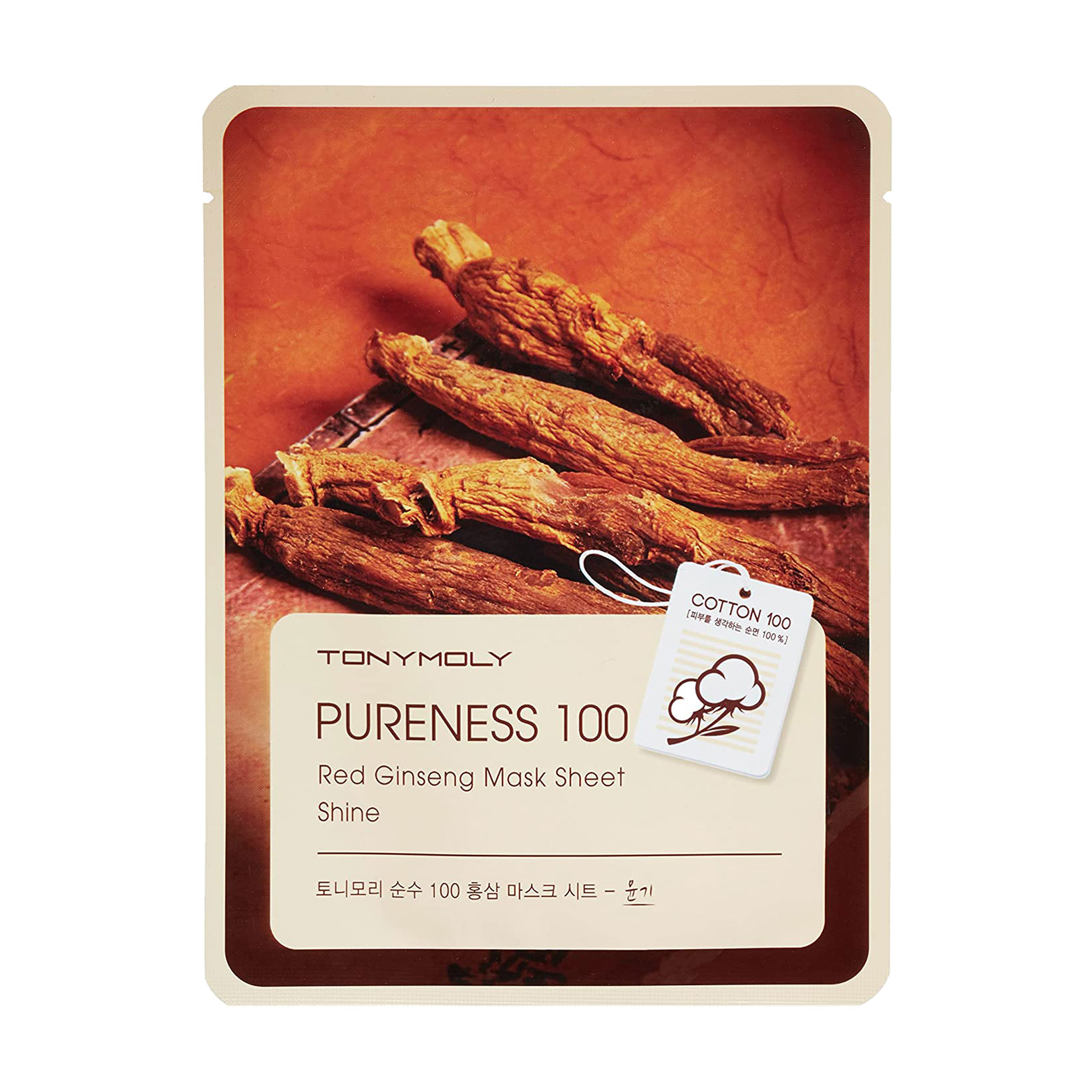 Тканинна маска для обличчя Tony Moly Pureness 100 Red Ginseng Mask Sheet з екстрактом червоного женьшеню, 21 мл
